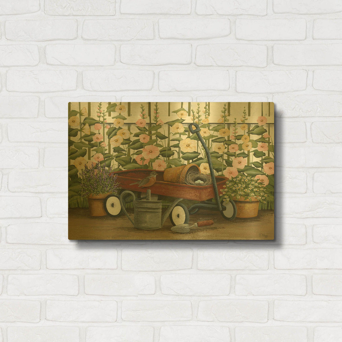 'Wagon And Tools' By Tanya Nyp Gold Metal Wall Art