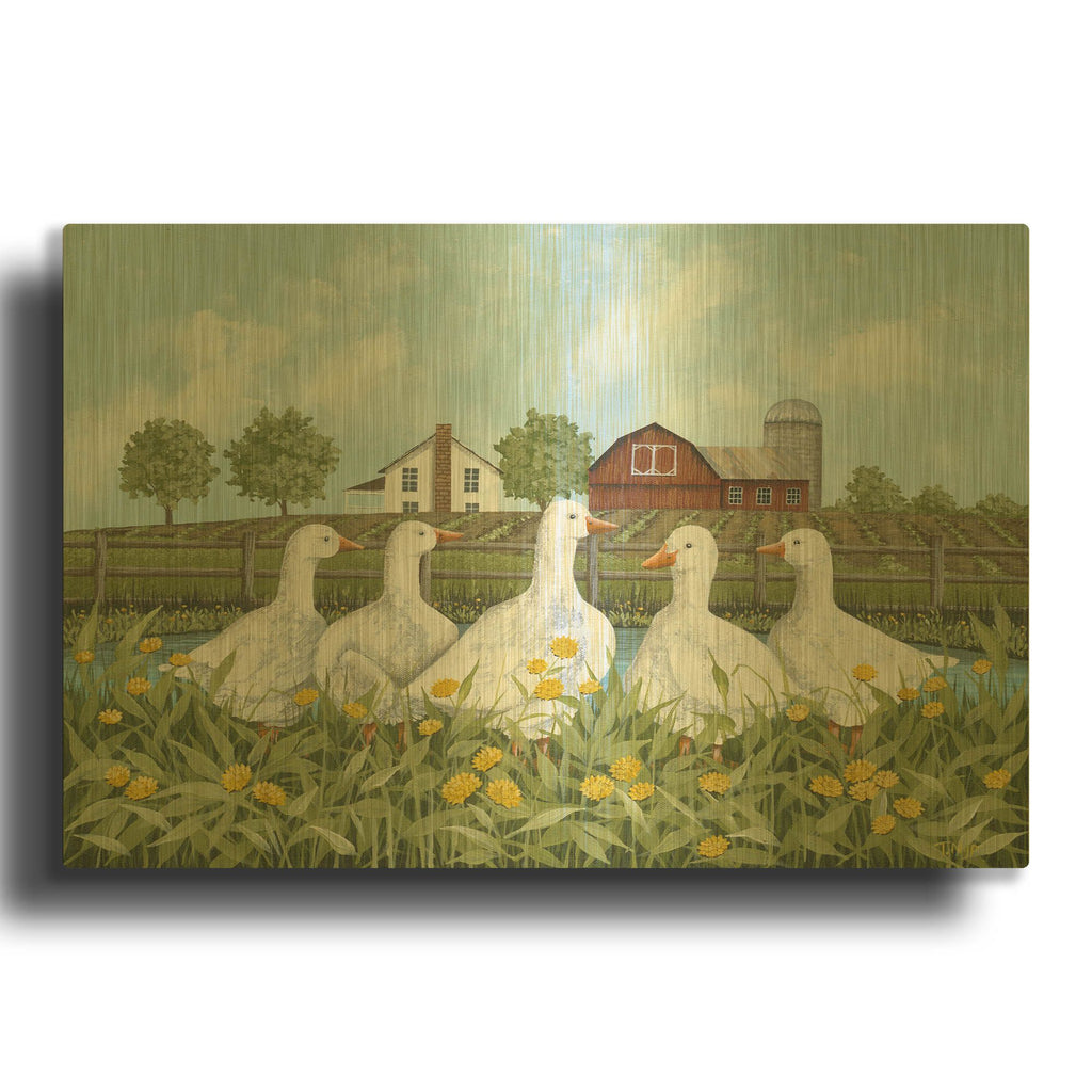 'White Geese' By Tanya Nyp Gold Metal Wall Art