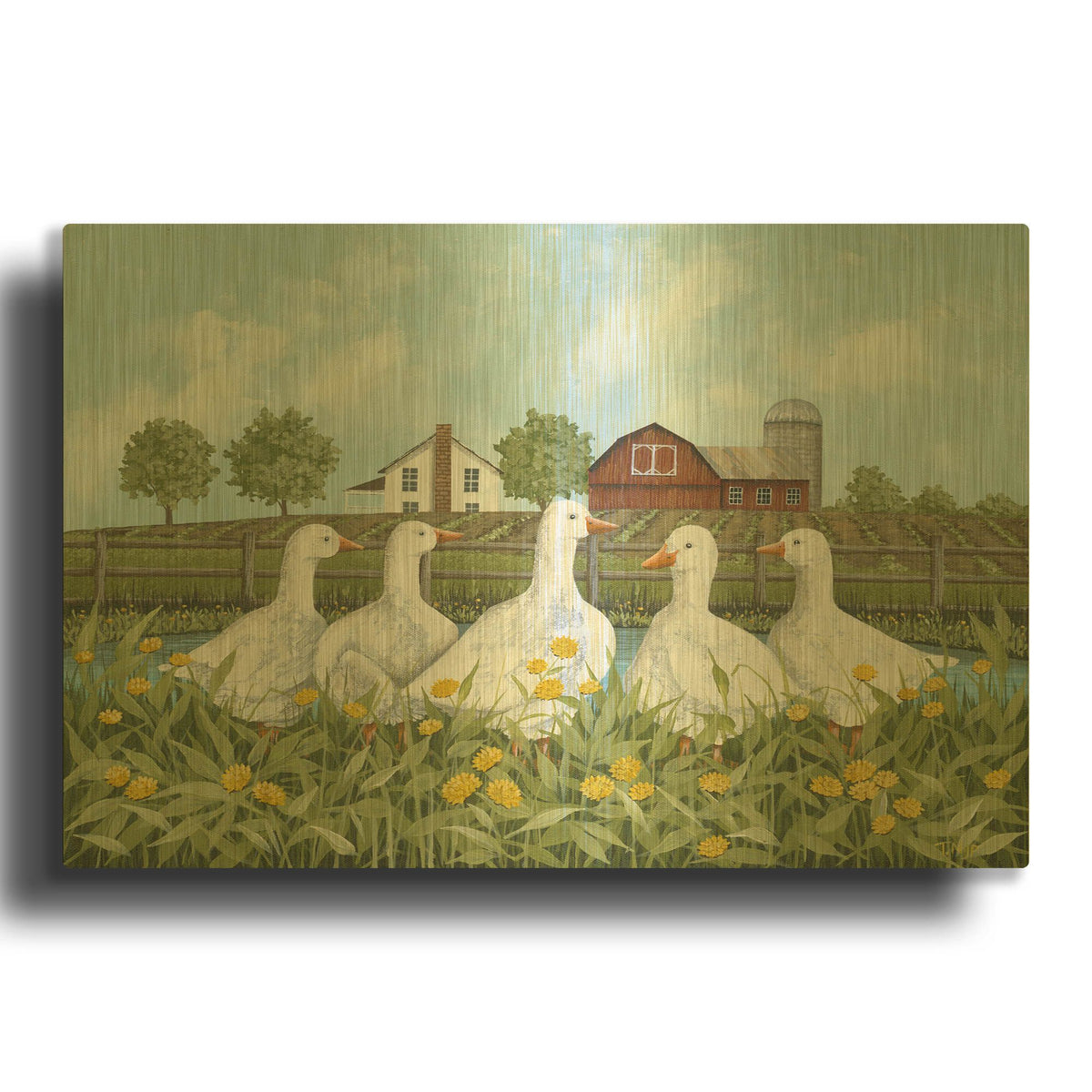 'White Geese' By Tanya Nyp Gold Metal Wall Art