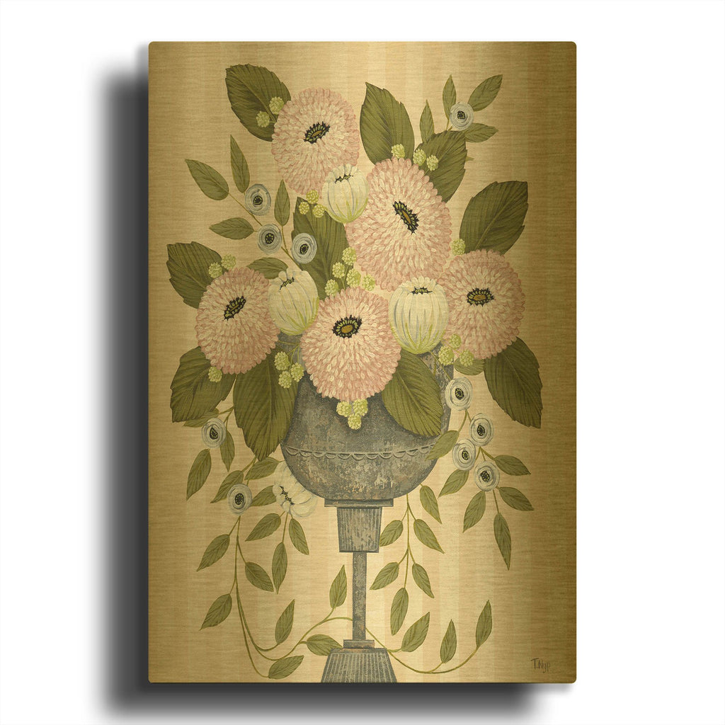 'Zinnias' By Tanya Nyp Gold Metal Wall Art