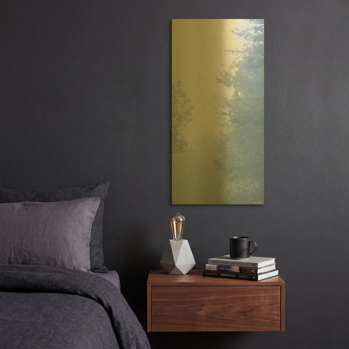 'Blue Fog Forest' By Life BeautifuLEE Gold Metal Wall Art