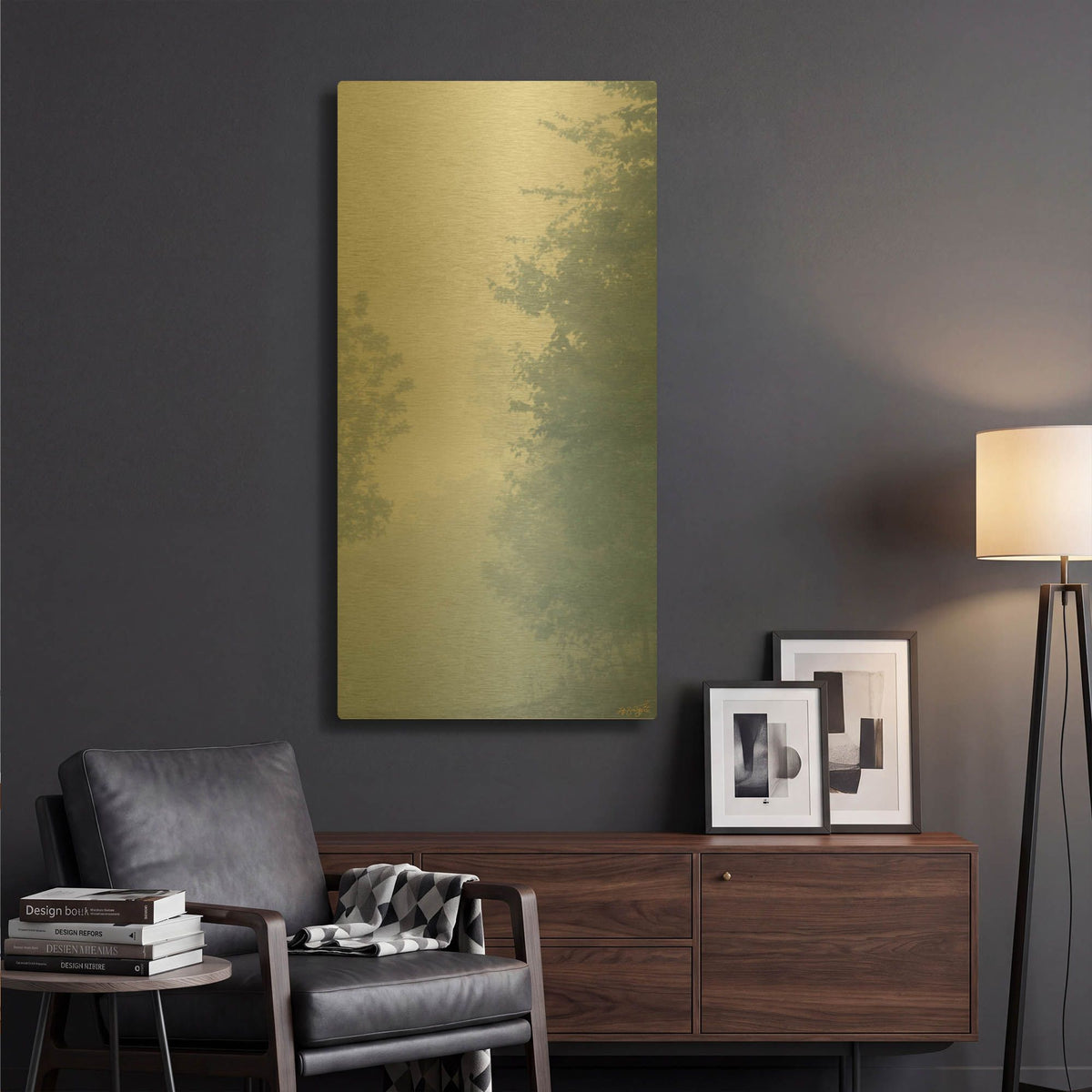 'Blue Fog Forest' By Life BeautifuLEE Gold Metal Wall Art