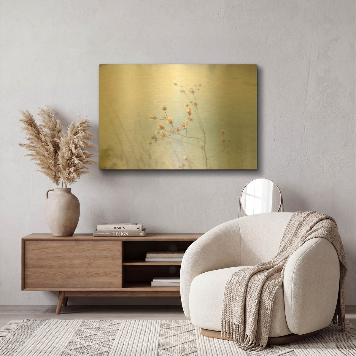 'Blue Glassed Cotton' By Life BeautifuLEE Gold Metal Wall Art