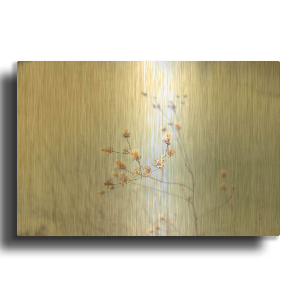 'Blue Glassed Cotton' By Life BeautifuLEE Gold Metal Wall Art