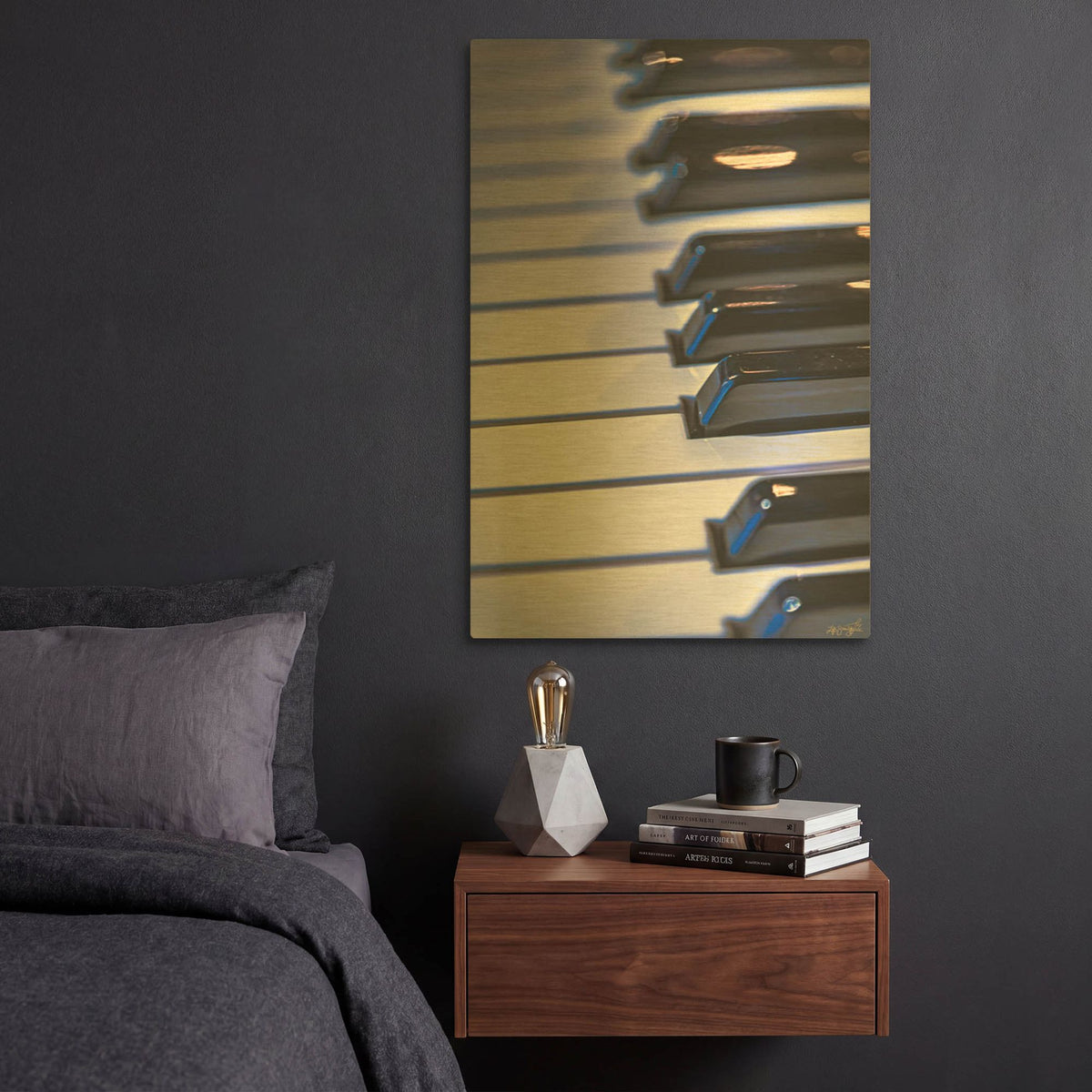 'Blue Light Keys' By Life BeautifuLEE Gold Metal Wall Art