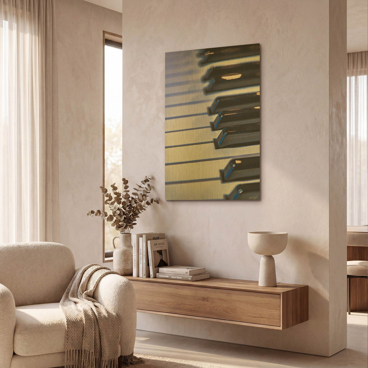 'Blue Light Keys' By Life BeautifuLEE Gold Metal Wall Art