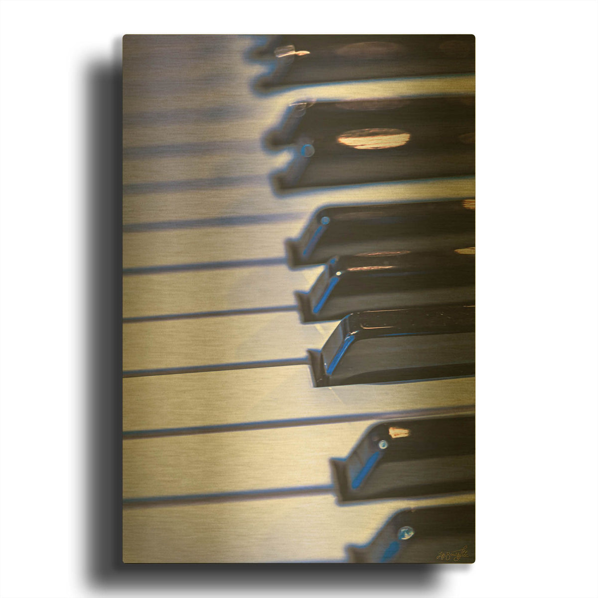 'Blue Light Keys' By Life BeautifuLEE Gold Metal Wall Art