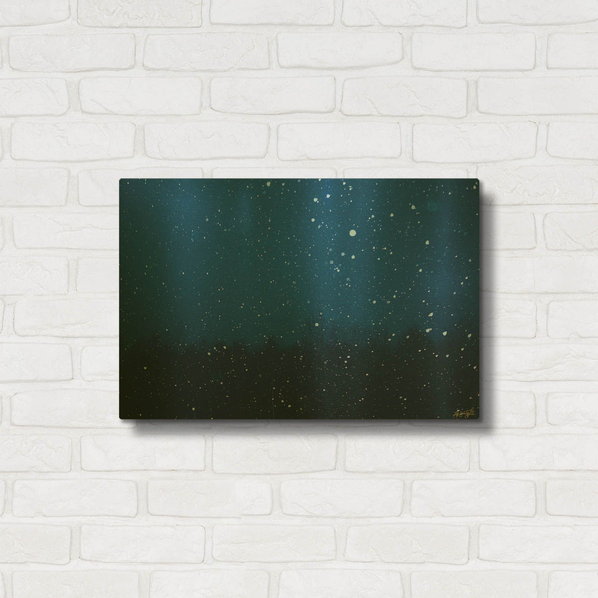 'Blue Night Winter Forest 1' By Life BeautifuLEE Gold Metal Wall Art