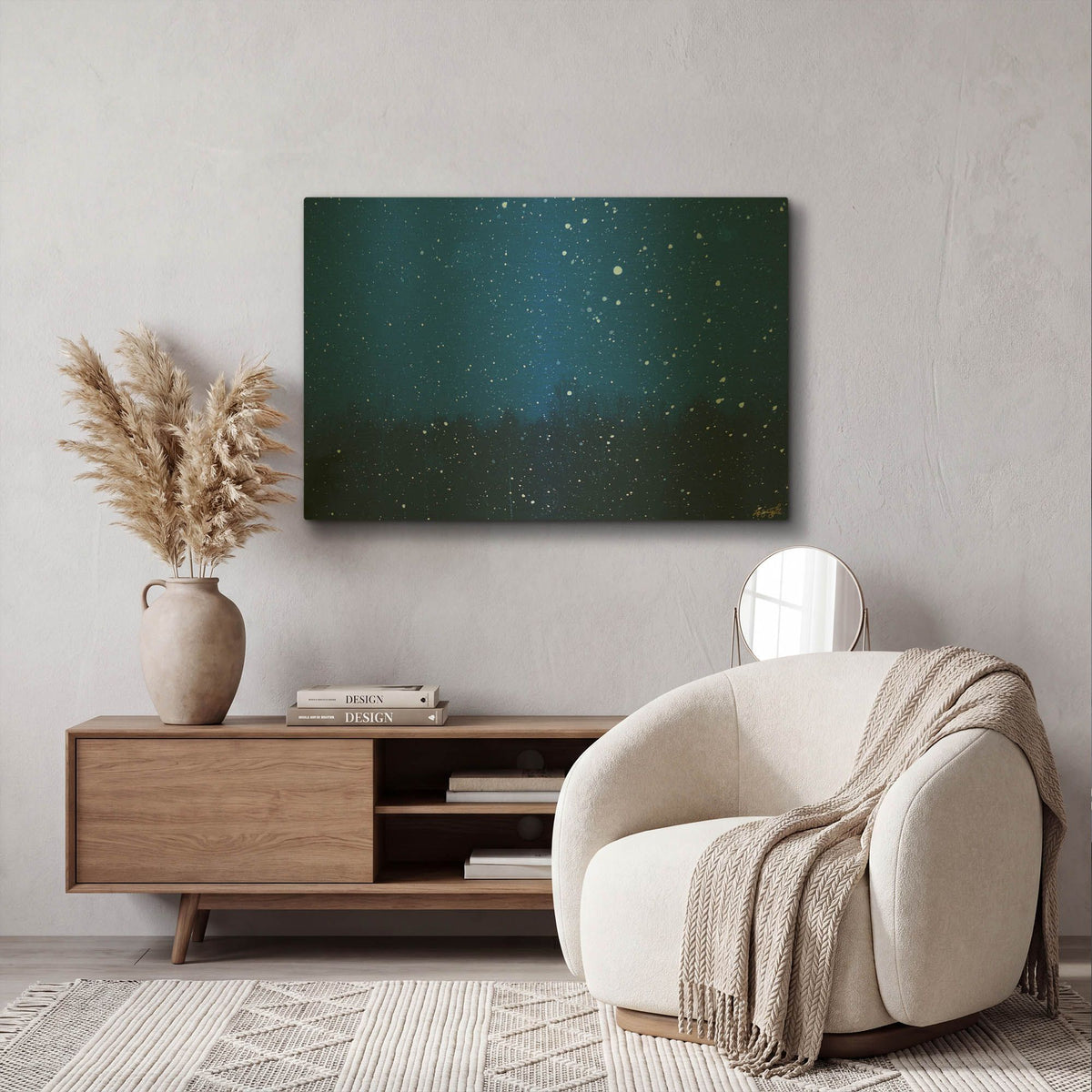 'Blue Night Winter Forest 1' By Life BeautifuLEE Gold Metal Wall Art