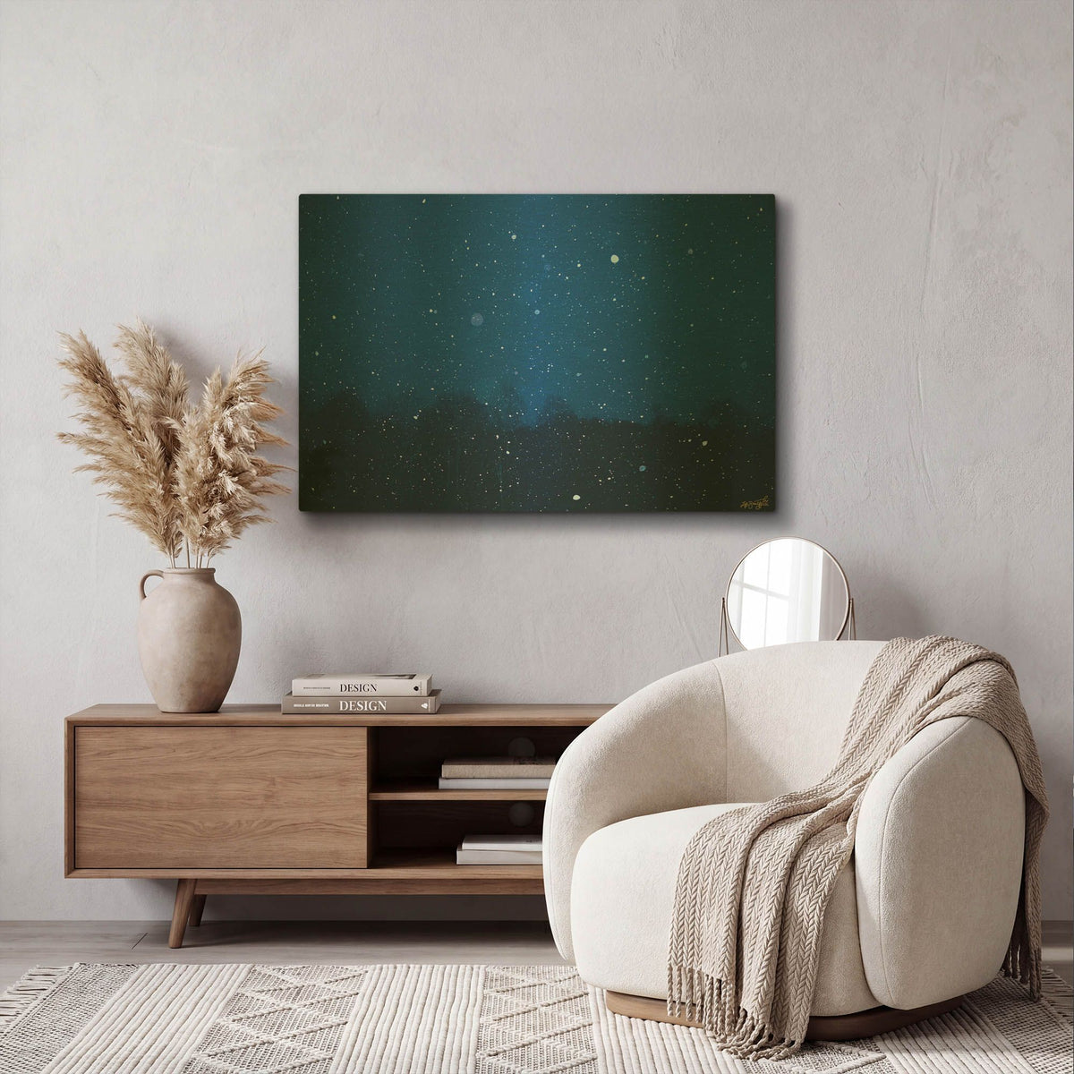 'Blue Night Winter Forest 2' By Life BeautifuLEE Gold Metal Wall Art