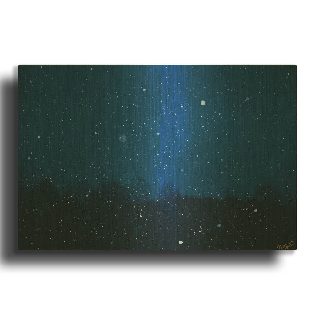 'Blue Night Winter Forest 2' By Life BeautifuLEE Gold Metal Wall Art