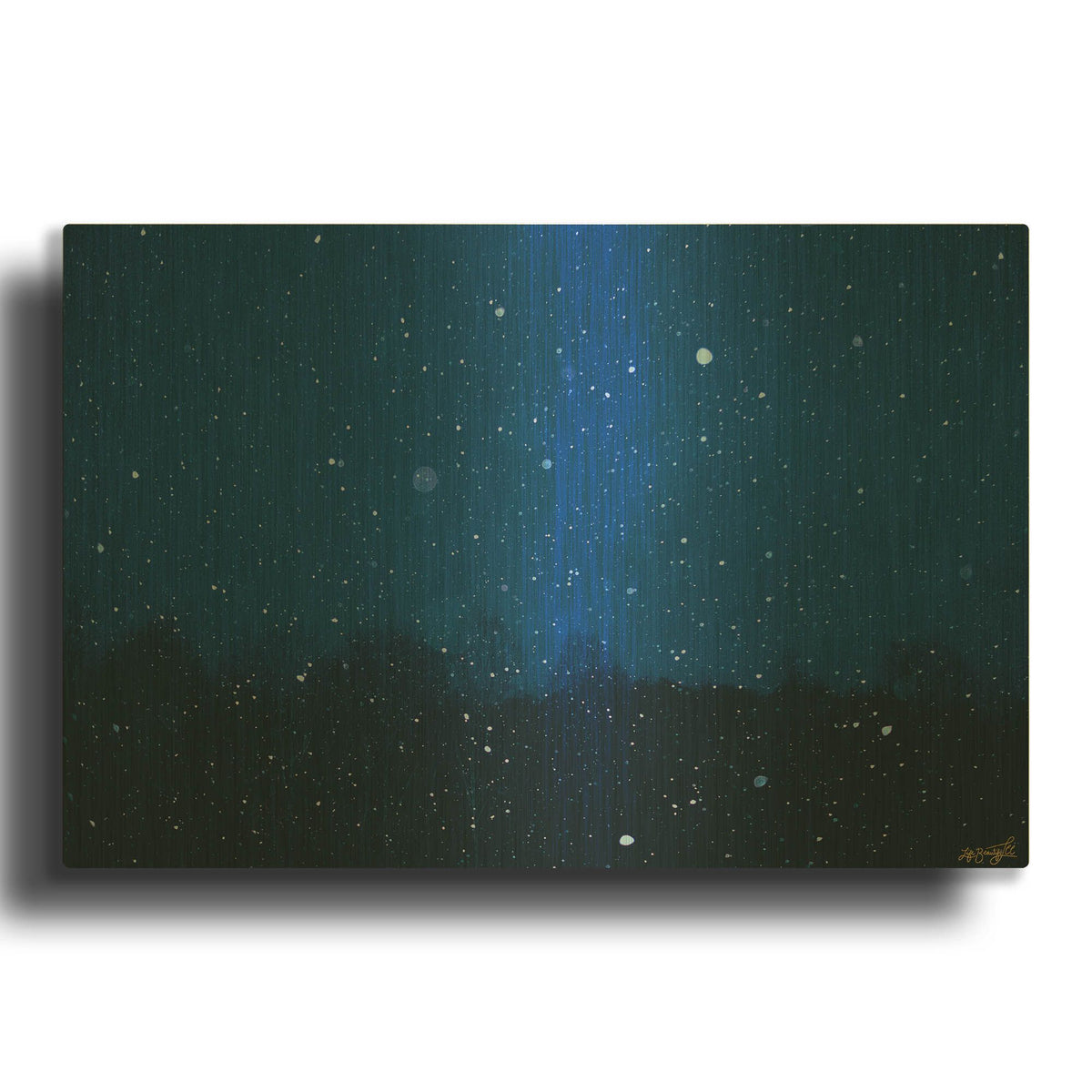 'Blue Night Winter Forest 2' By Life BeautifuLEE Gold Metal Wall Art
