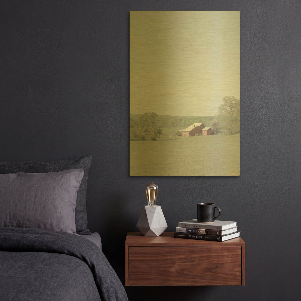 'Blue Sky Washed Farm' By Life BeautifuLEE Gold Metal Wall Art