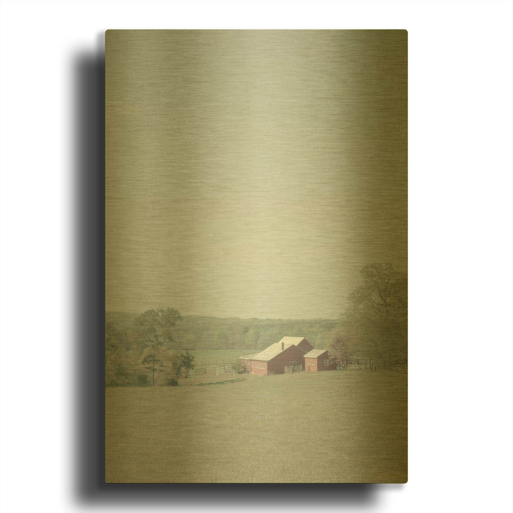 'Blue Sky Washed Farm' By Life BeautifuLEE Gold Metal Wall Art