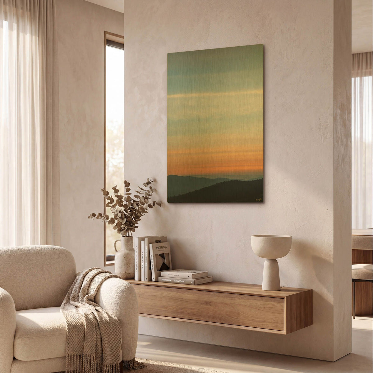 'Blue To Orange Evening' By Life BeautifuLEE Gold Metal Wall Art