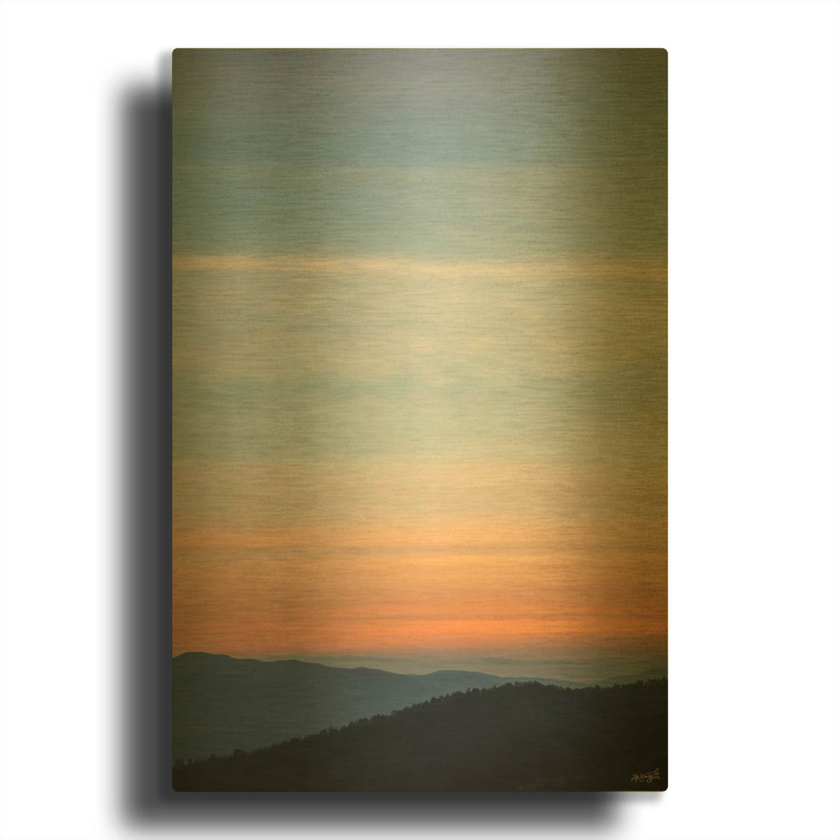 'Blue To Orange Evening' By Life BeautifuLEE Gold Metal Wall Art