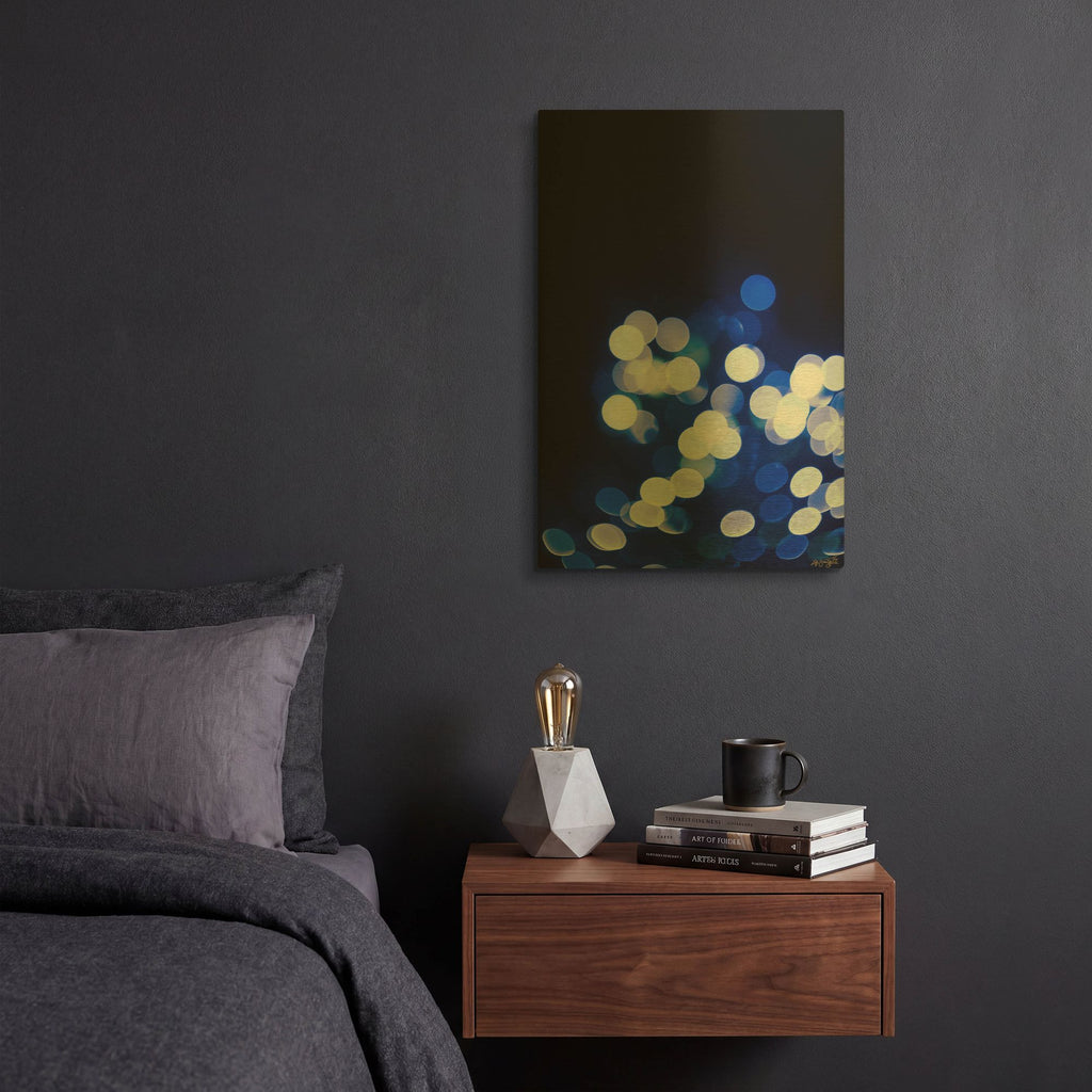 'Bokeh Blue Cluster 1' By Life BeautifuLEE Gold Metal Wall Art