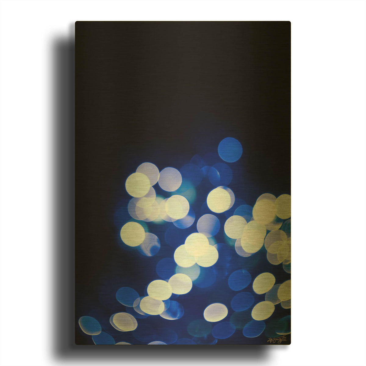 'Bokeh Blue Cluster 1' By Life BeautifuLEE Gold Metal Wall Art