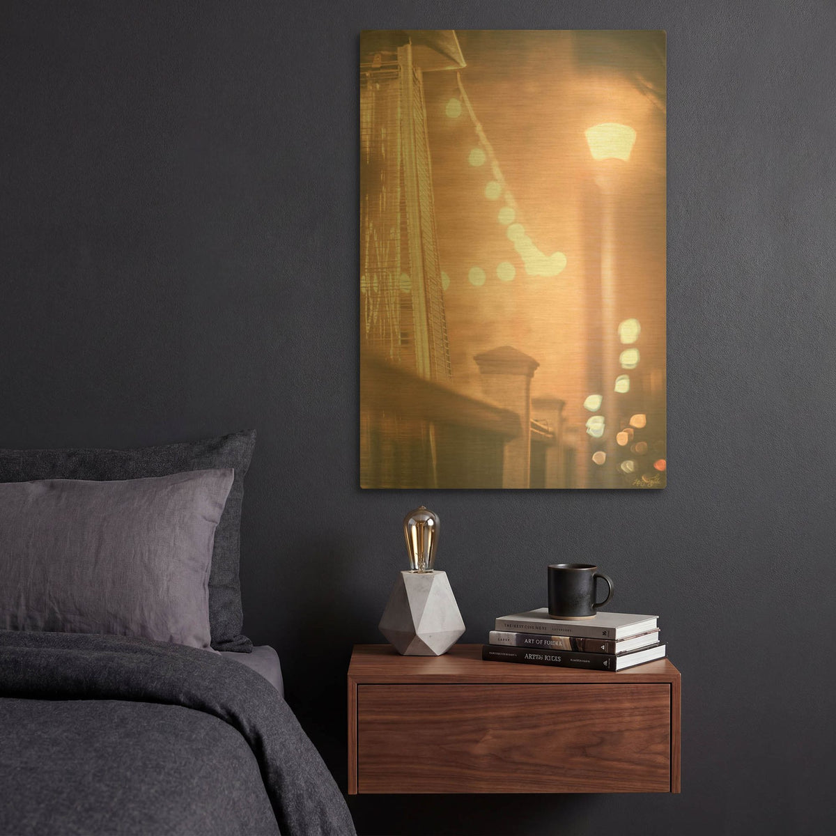 'Bokeh Haze Cafe' By Life BeautifuLEE Gold Metal Wall Art