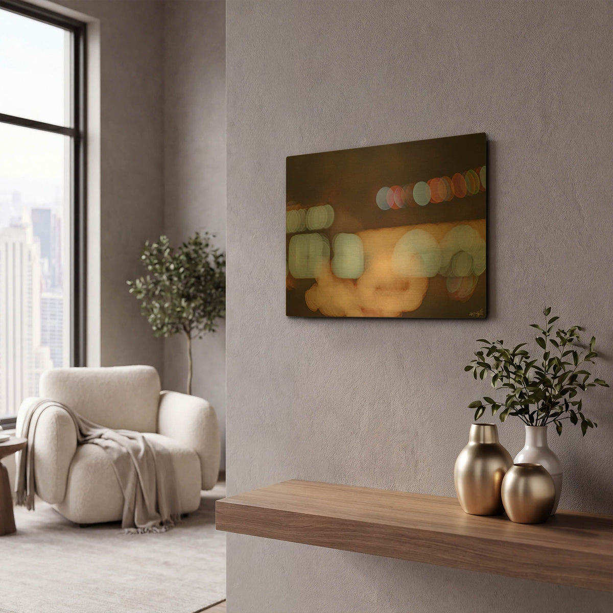 'Bokeh Landscape' By Life BeautifuLEE Gold Metal Wall Art