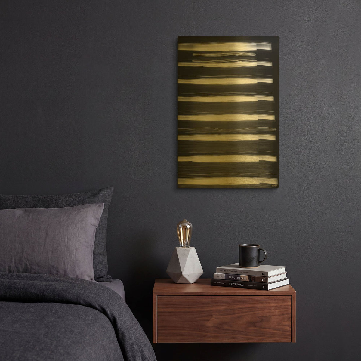 'Brushed Light Streak' By Life BeautifuLEE Gold Metal Wall Art