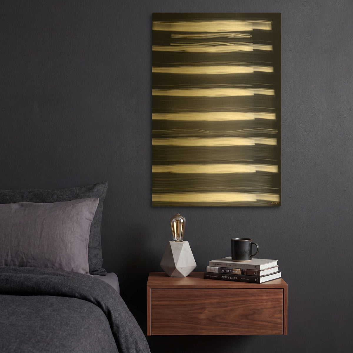 'Brushed Light Streak' By Life BeautifuLEE Gold Metal Wall Art