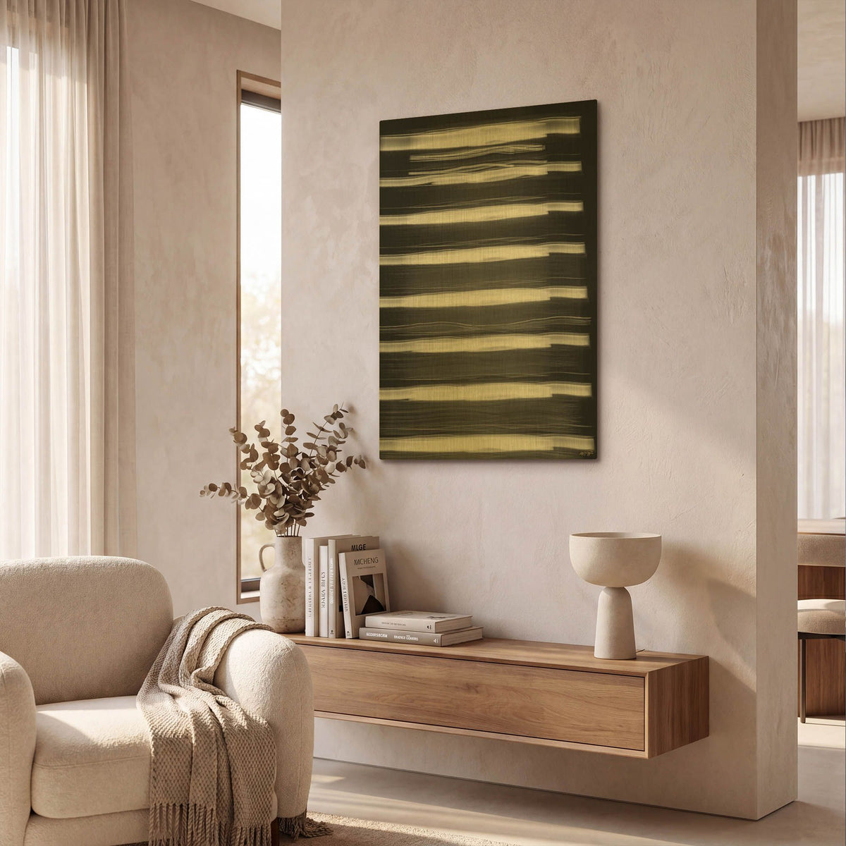 'Brushed Light Streak' By Life BeautifuLEE Gold Metal Wall Art