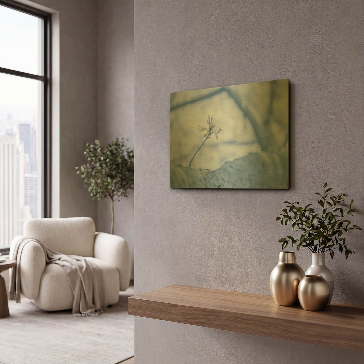 'Cherry Blossom Single' By Life BeautifuLEE Gold Metal Wall Art