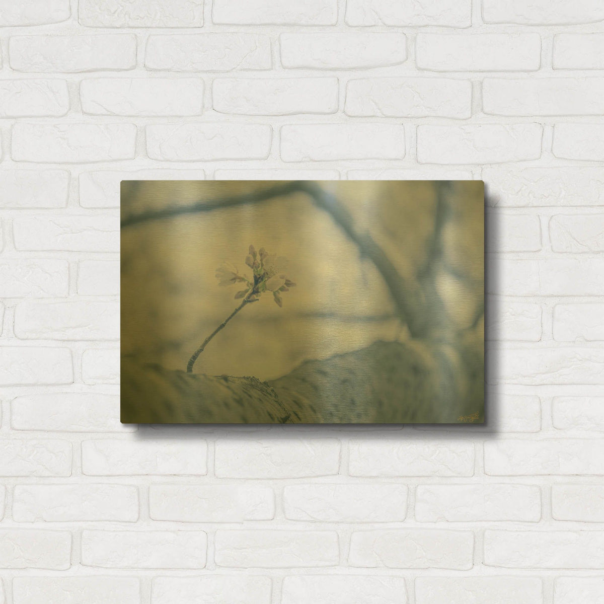 'Cherry Blossom Single' By Life BeautifuLEE Gold Metal Wall Art