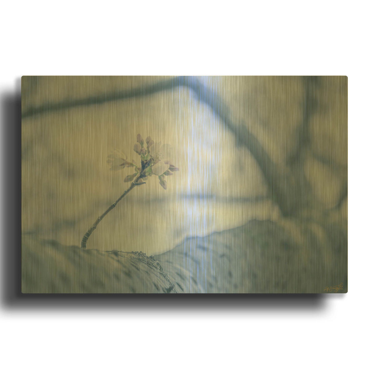 'Cherry Blossom Single' By Life BeautifuLEE Gold Metal Wall Art