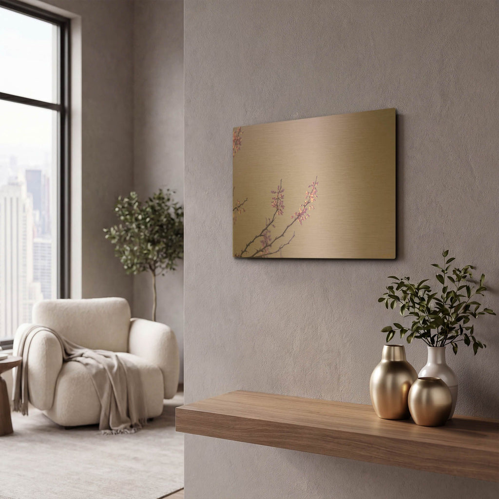 'Cherry Blossom Sky 7' By Life BeautifuLEE Gold Metal Wall Art