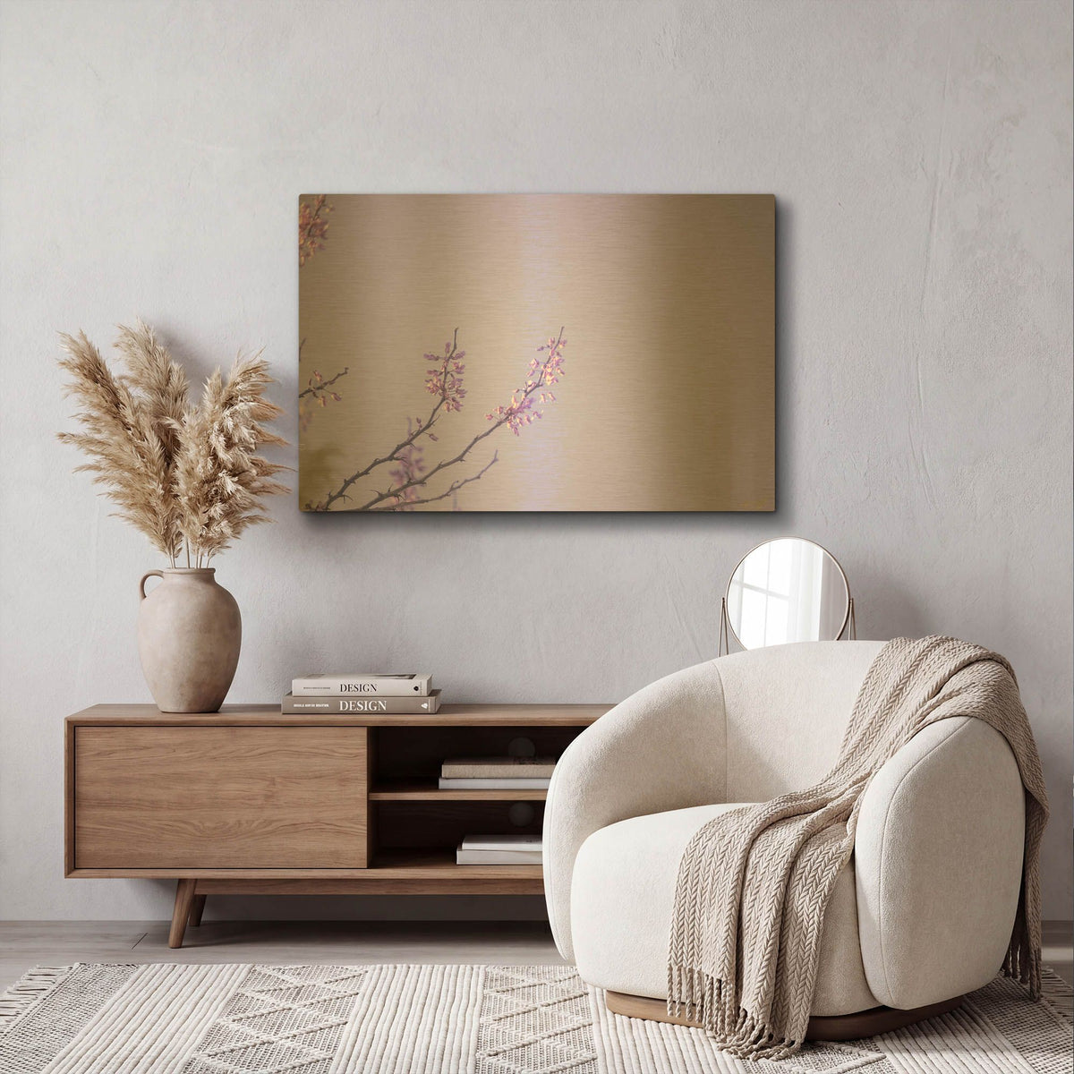 'Cherry Blossom Sky 7' By Life BeautifuLEE Gold Metal Wall Art