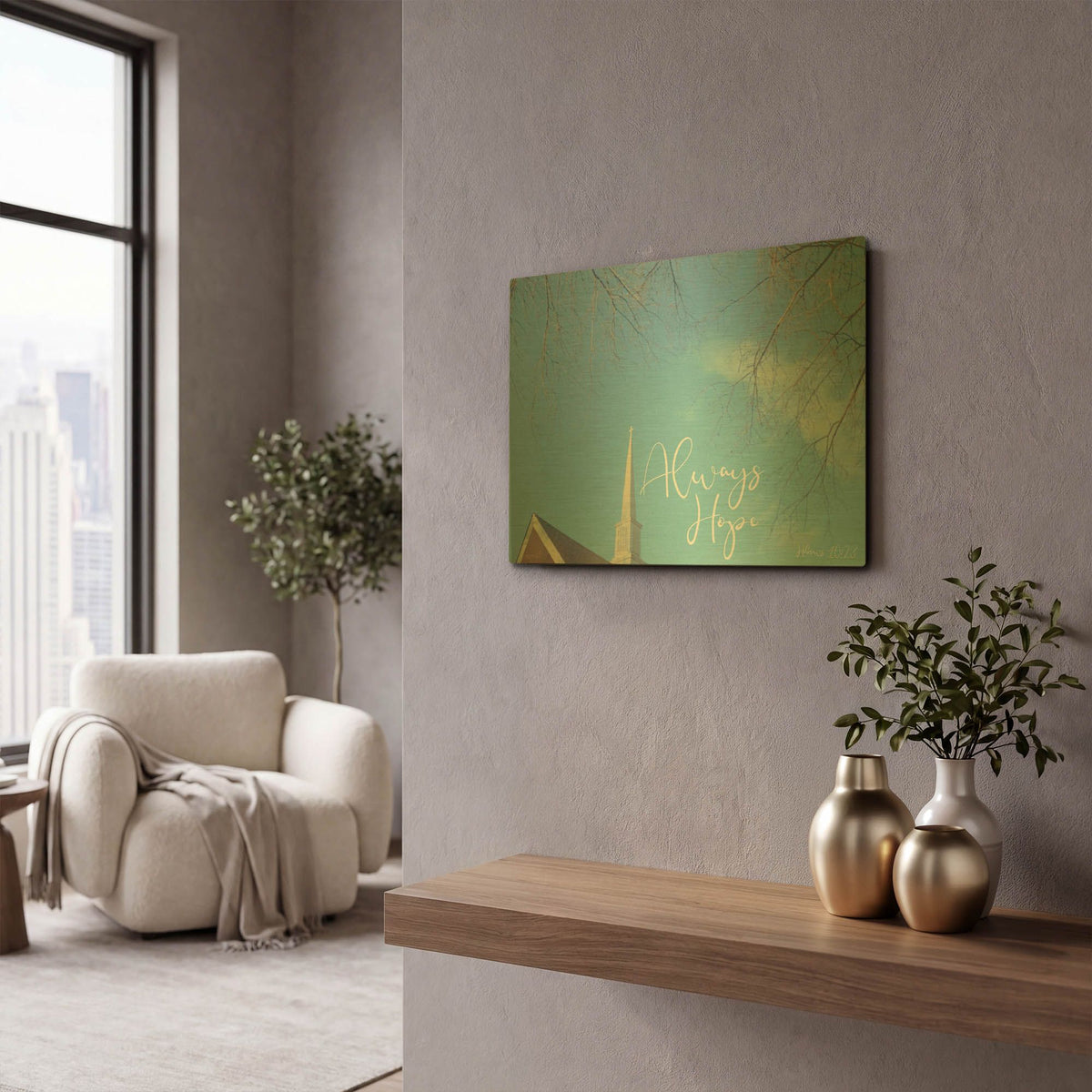 'Church - Always Hope' By Life BeautifuLEE Gold Metal Wall Art