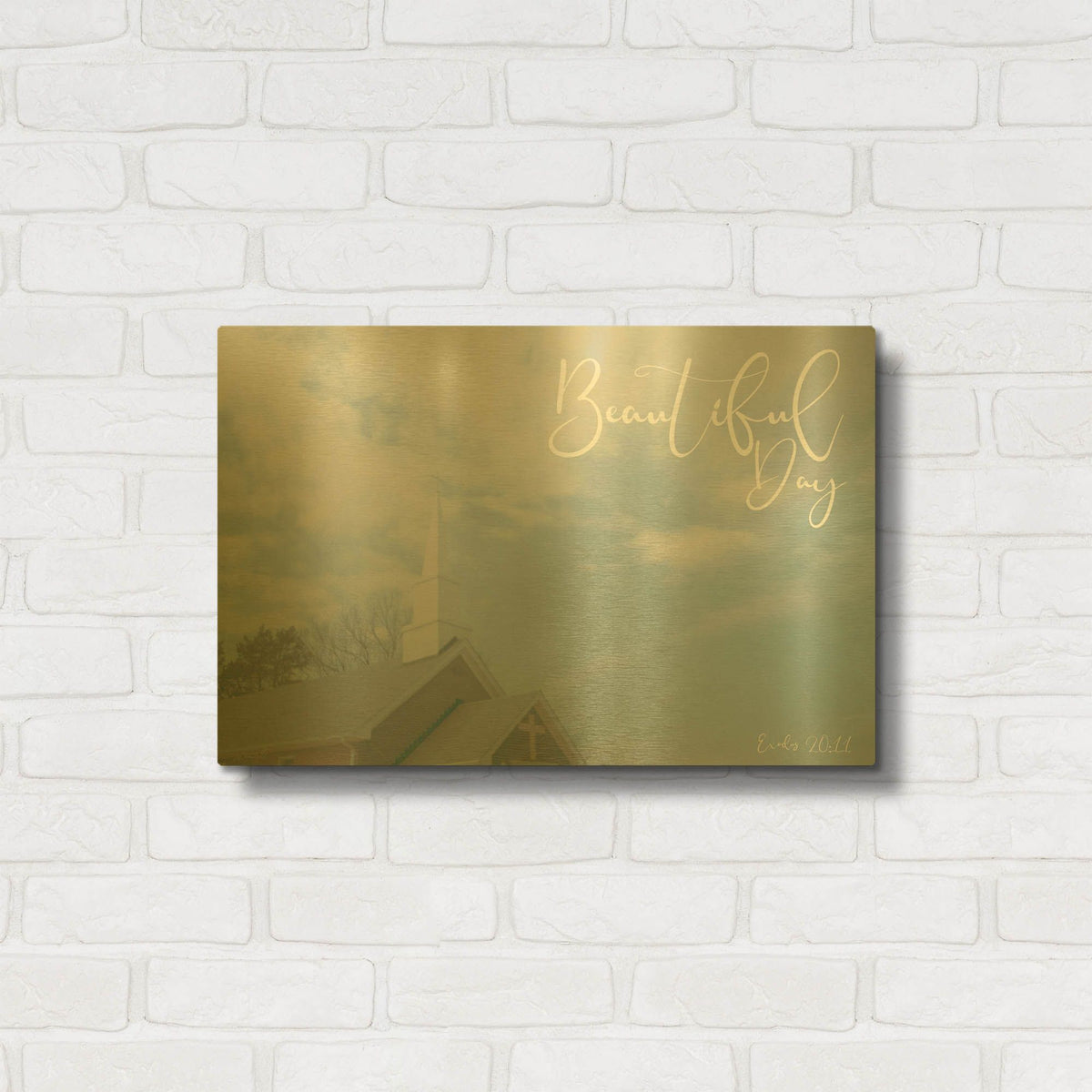 'Church - Beautiful Day' By Life BeautifuLEE Gold Metal Wall Art