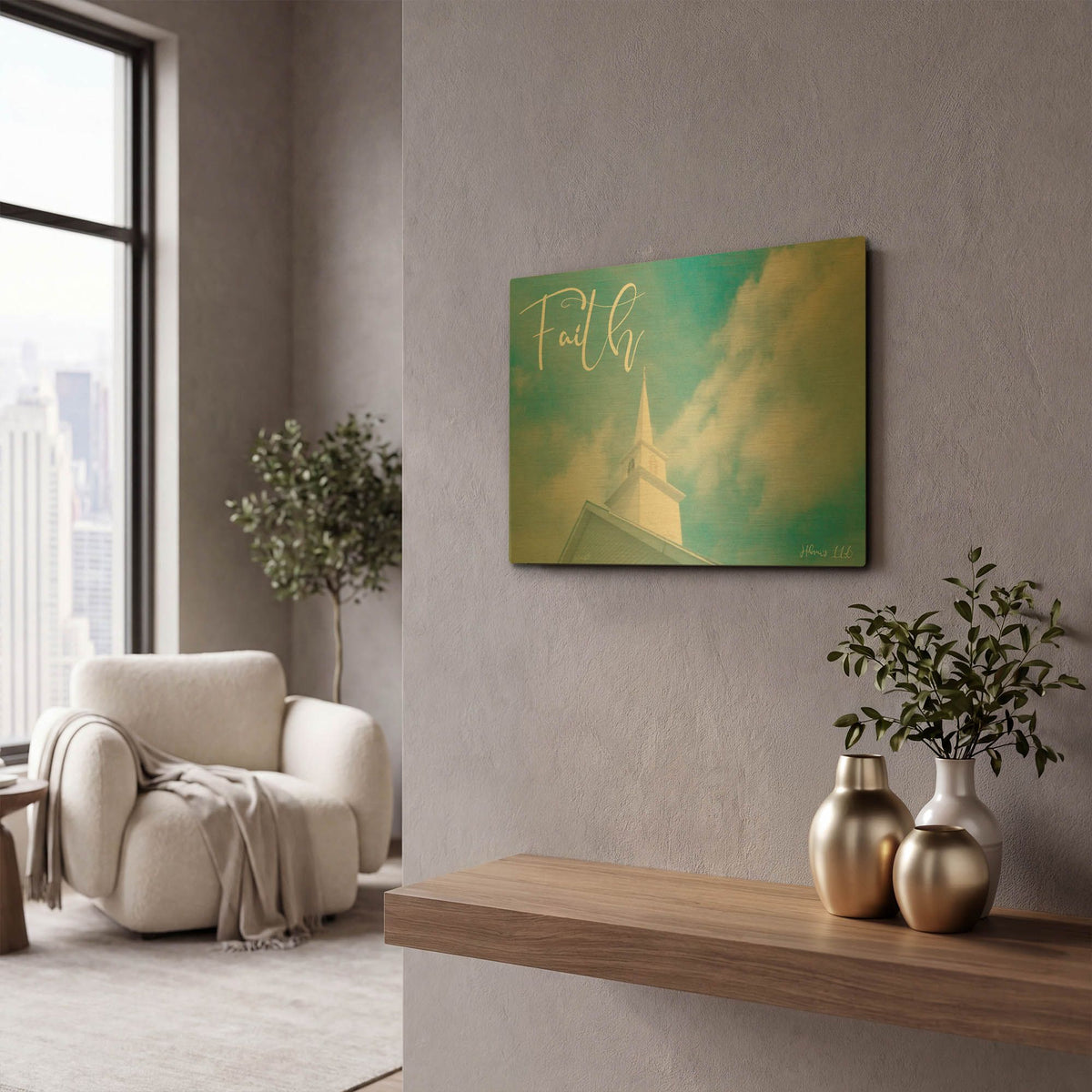 'Church - Faith 1' By Life BeautifuLEE Gold Metal Wall Art