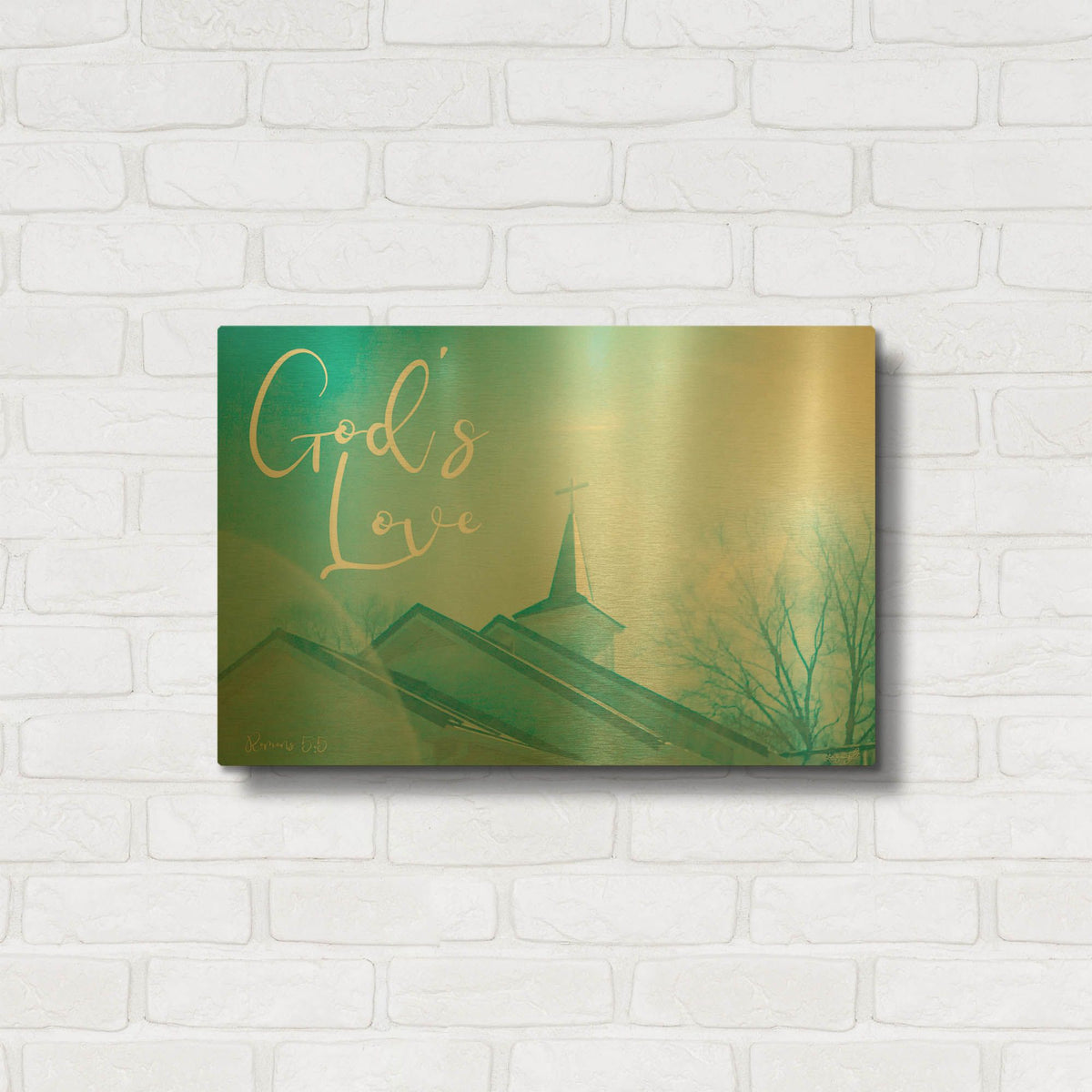 'Church - God's Love' By Life BeautifuLEE Gold Metal Wall Art