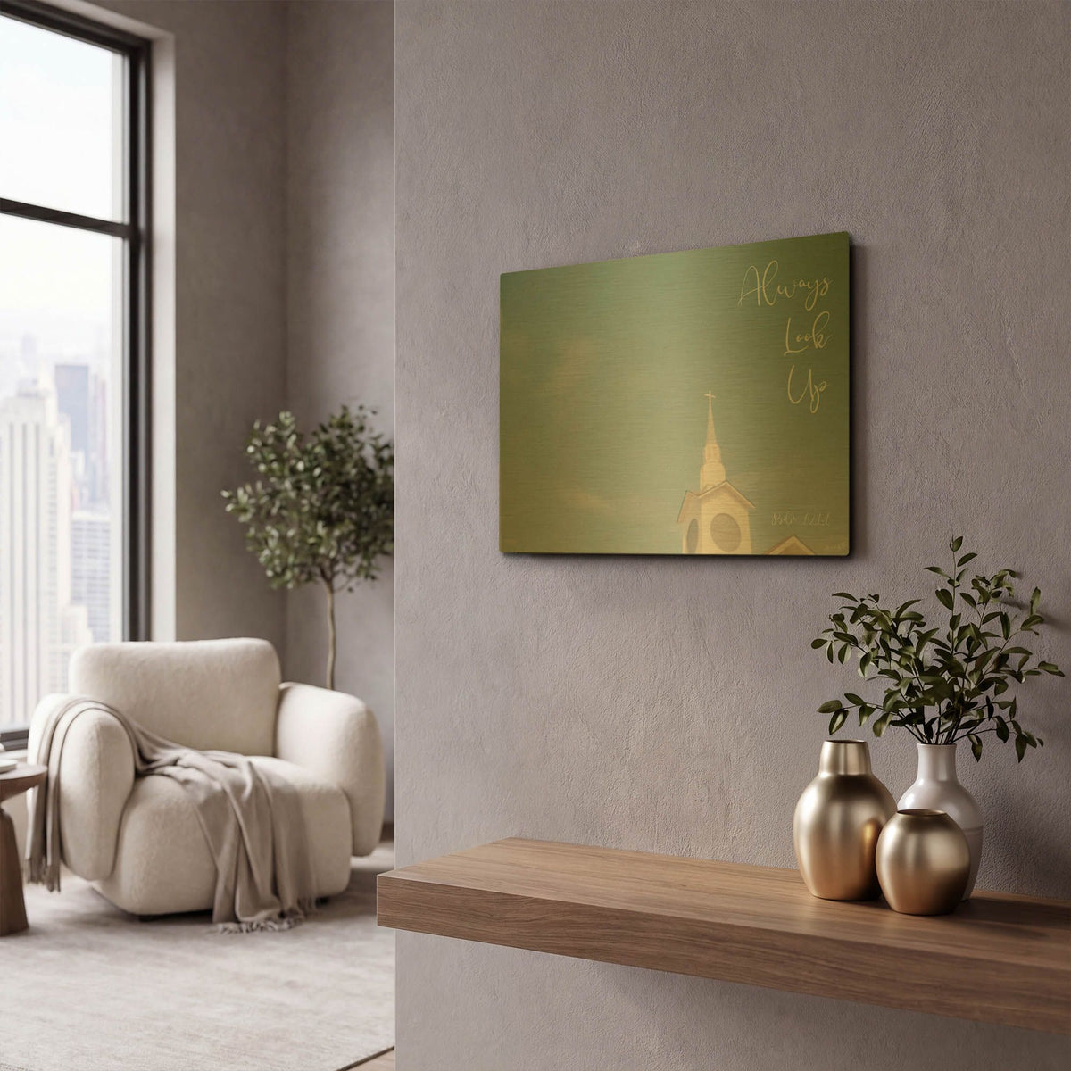 'Church - Look Up' By Life BeautifuLEE Gold Metal Wall Art