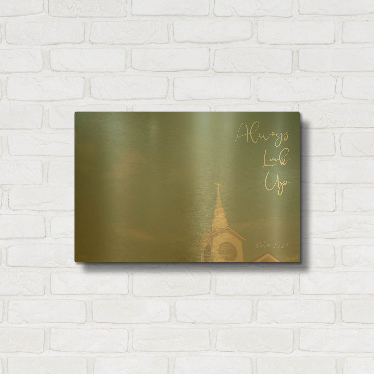 'Church - Look Up' By Life BeautifuLEE Gold Metal Wall Art