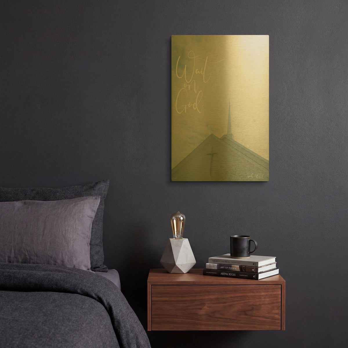 'Church - Wait on God' By Life BeautifuLEE Gold Metal Wall Art