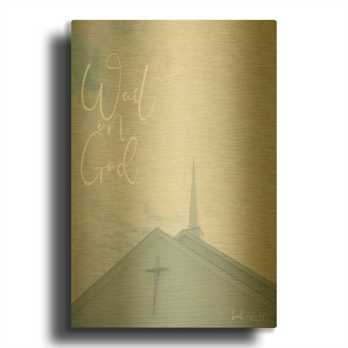 'Church - Wait on God' By Life BeautifuLEE Gold Metal Wall Art