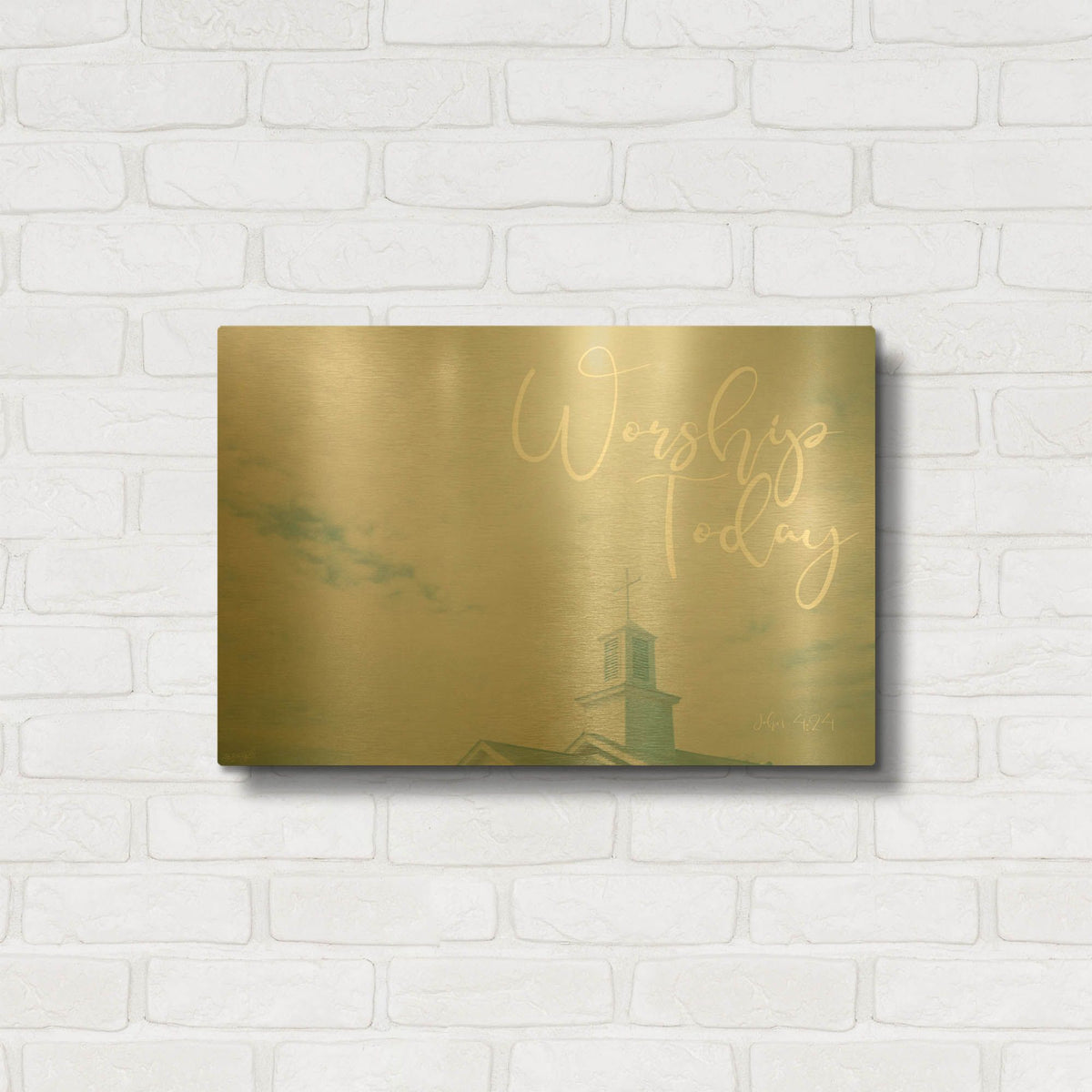 'Church - Worship Today' By Life BeautifuLEE Gold Metal Wall Art