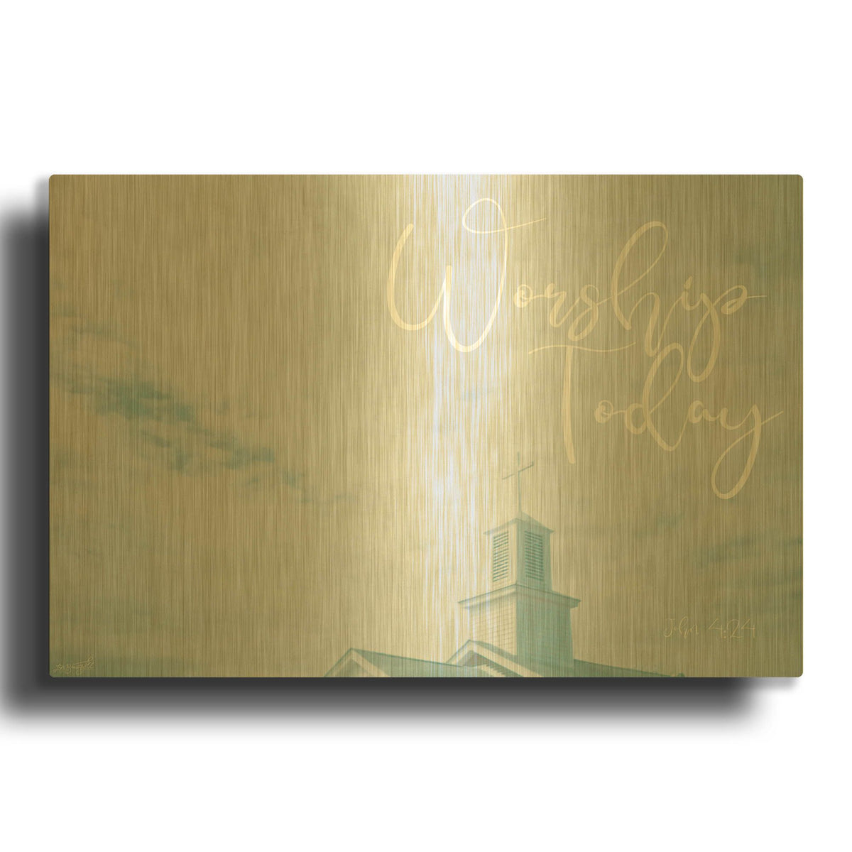 'Church - Worship Today' By Life BeautifuLEE Gold Metal Wall Art