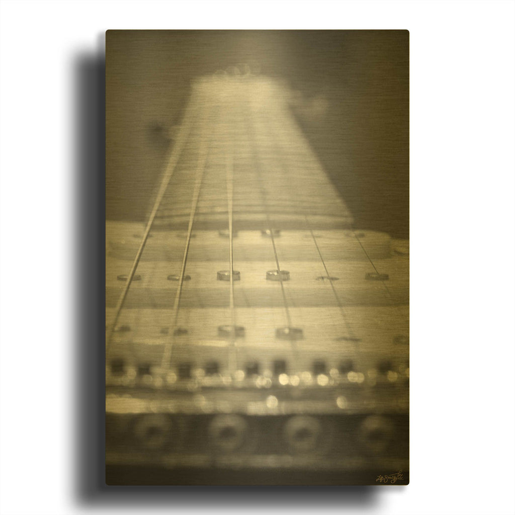 'Close and Reaching Guitar' By Life BeautifuLEE Gold Metal Wall Art