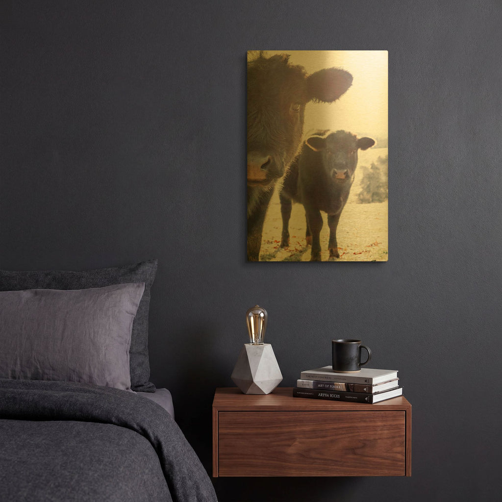 'Cow Paired Together' By Life BeautifuLEE Gold Metal Wall Art