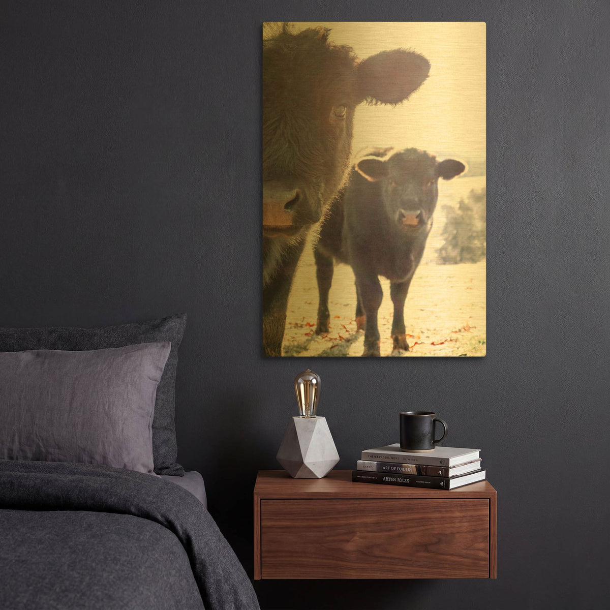 'Cow Paired Together' By Life BeautifuLEE Gold Metal Wall Art
