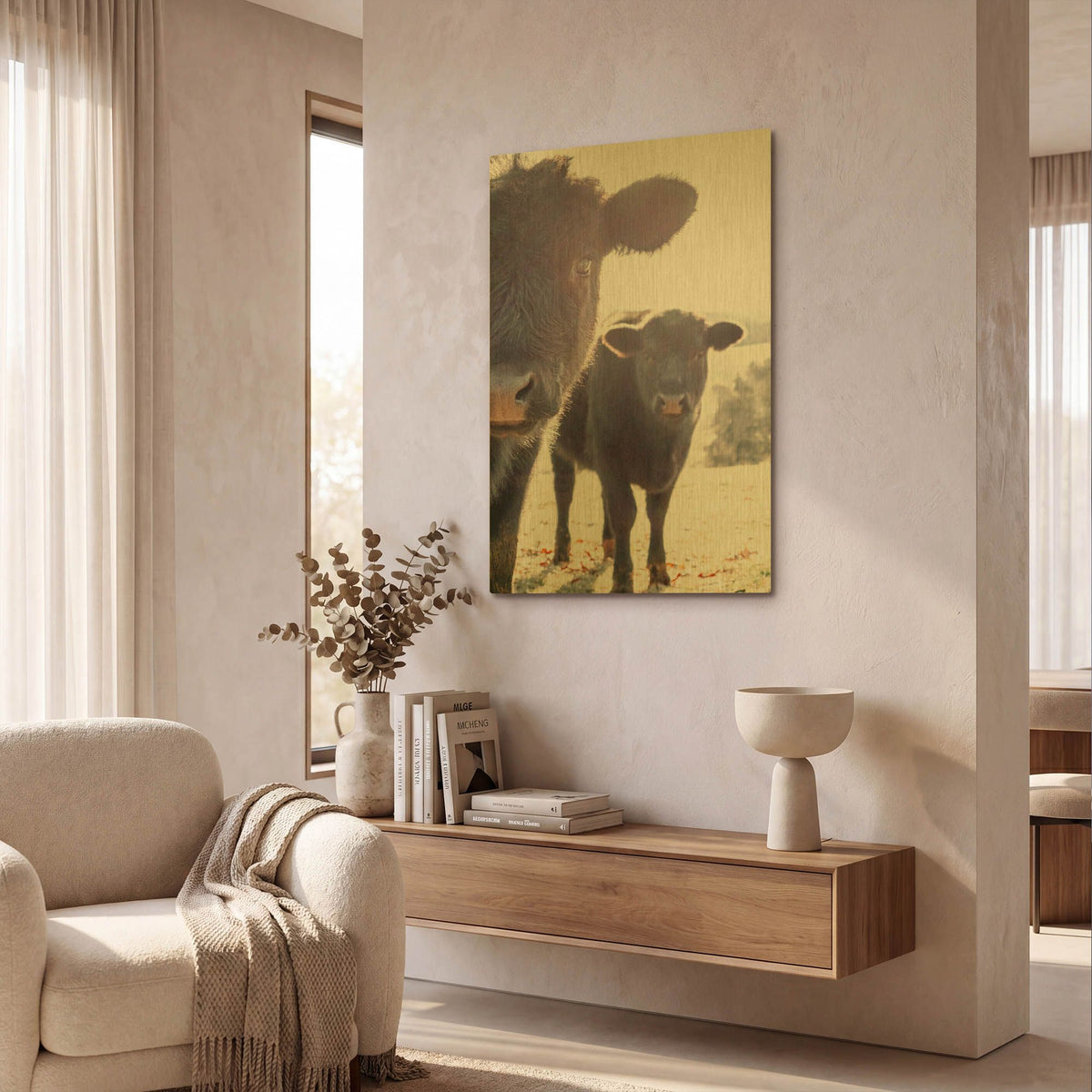 'Cow Paired Together' By Life BeautifuLEE Gold Metal Wall Art