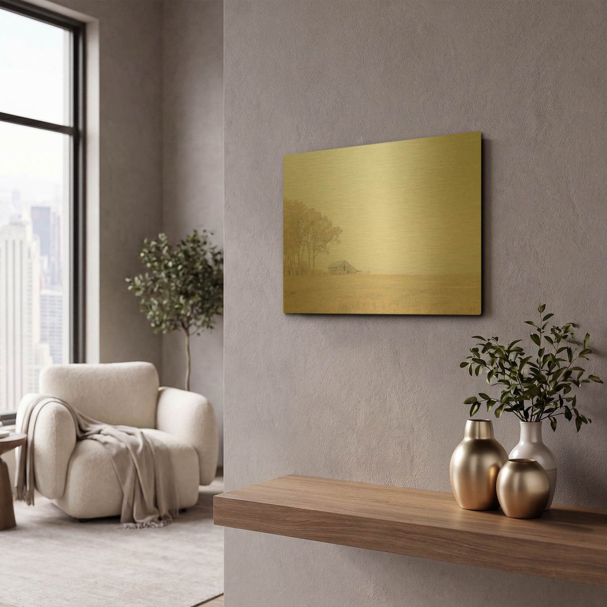 'Farm and Skyview' By Life BeautifuLEE Gold Metal Wall Art