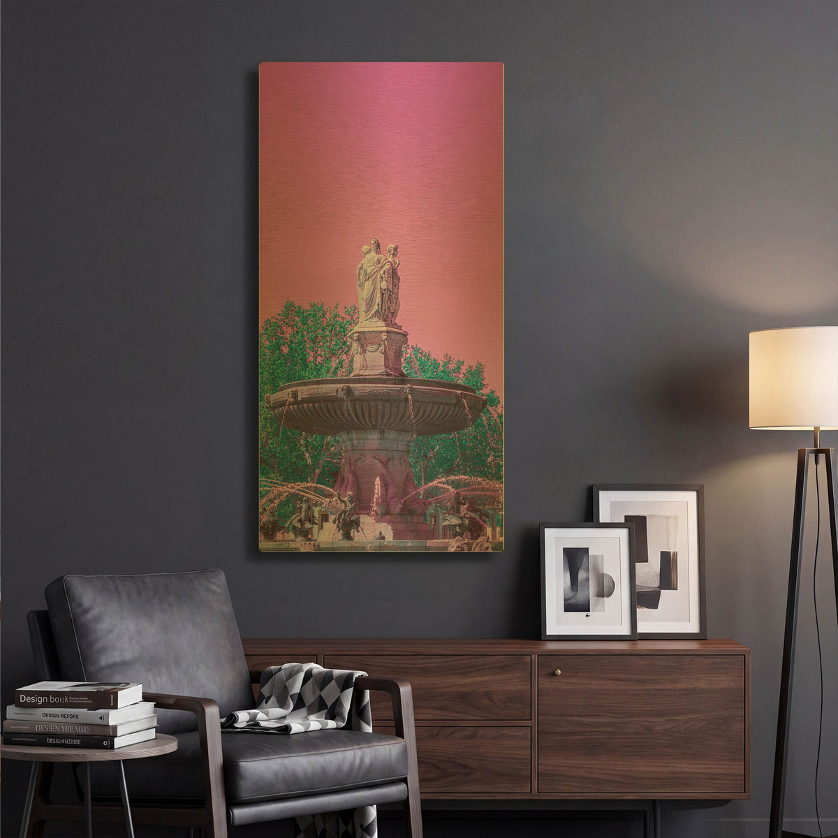 'Magenta Pop Fountain' By Life BeautifuLEE Gold Metal Wall Art