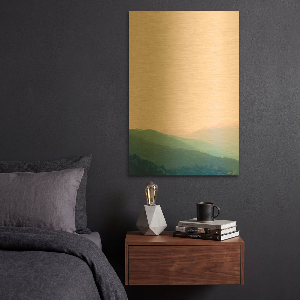 'Millennial Sky Landscape Hills' By Life BeautifuLEE Gold Metal Wall Art