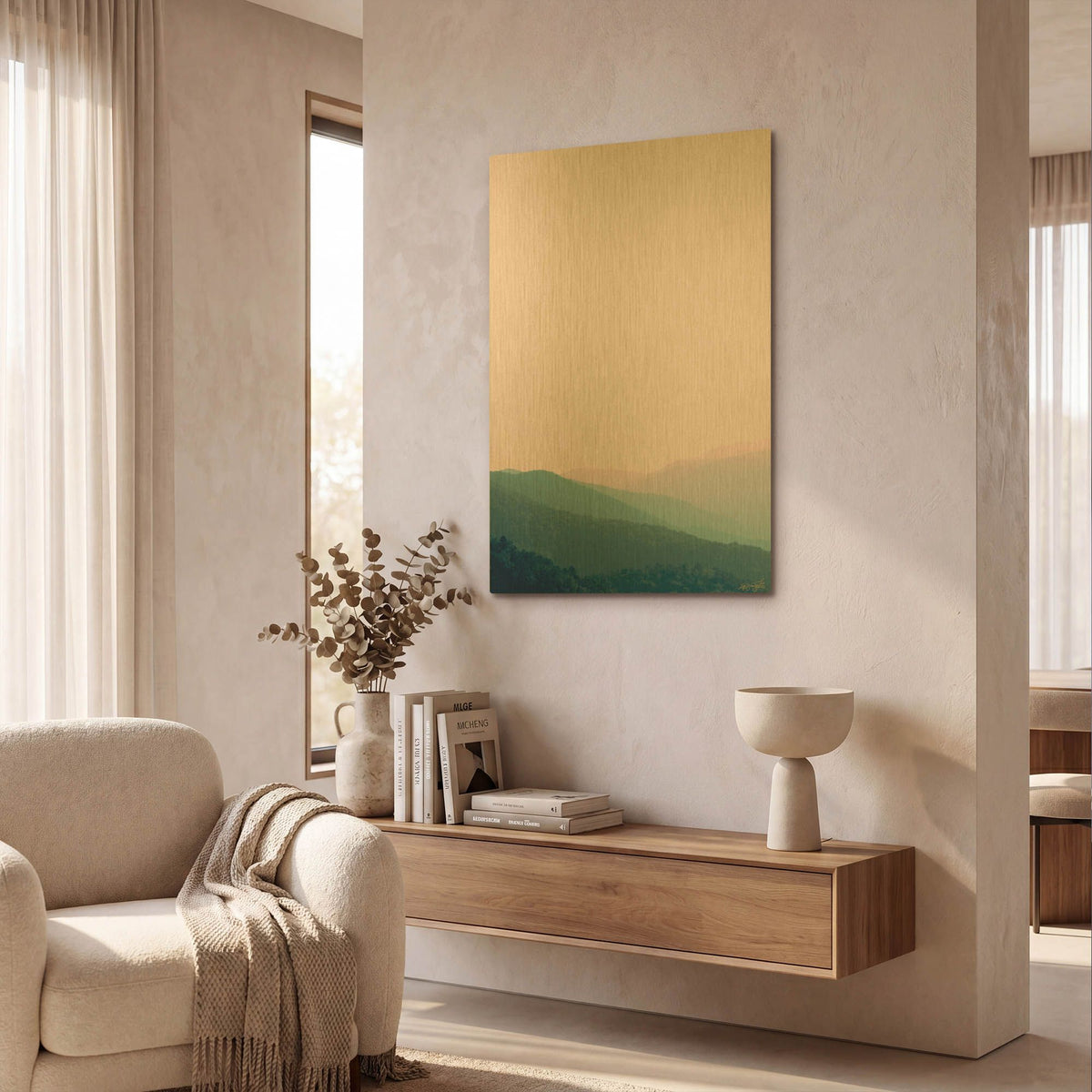 'Millennial Sky Landscape Hills' By Life BeautifuLEE Gold Metal Wall Art